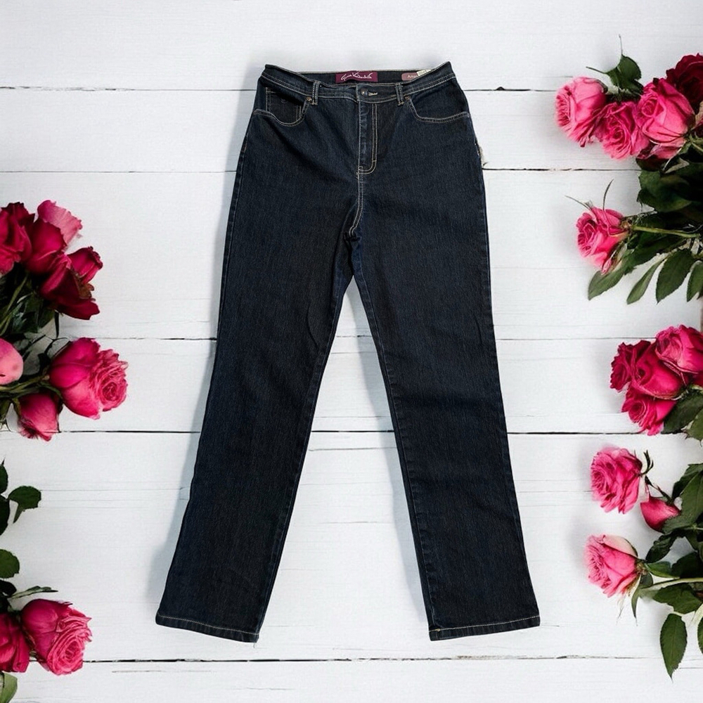 Gloria Vanderbilt Amanda Denim Jeans Womens 8 Dark BLUE Straight Leg 5-Pocket